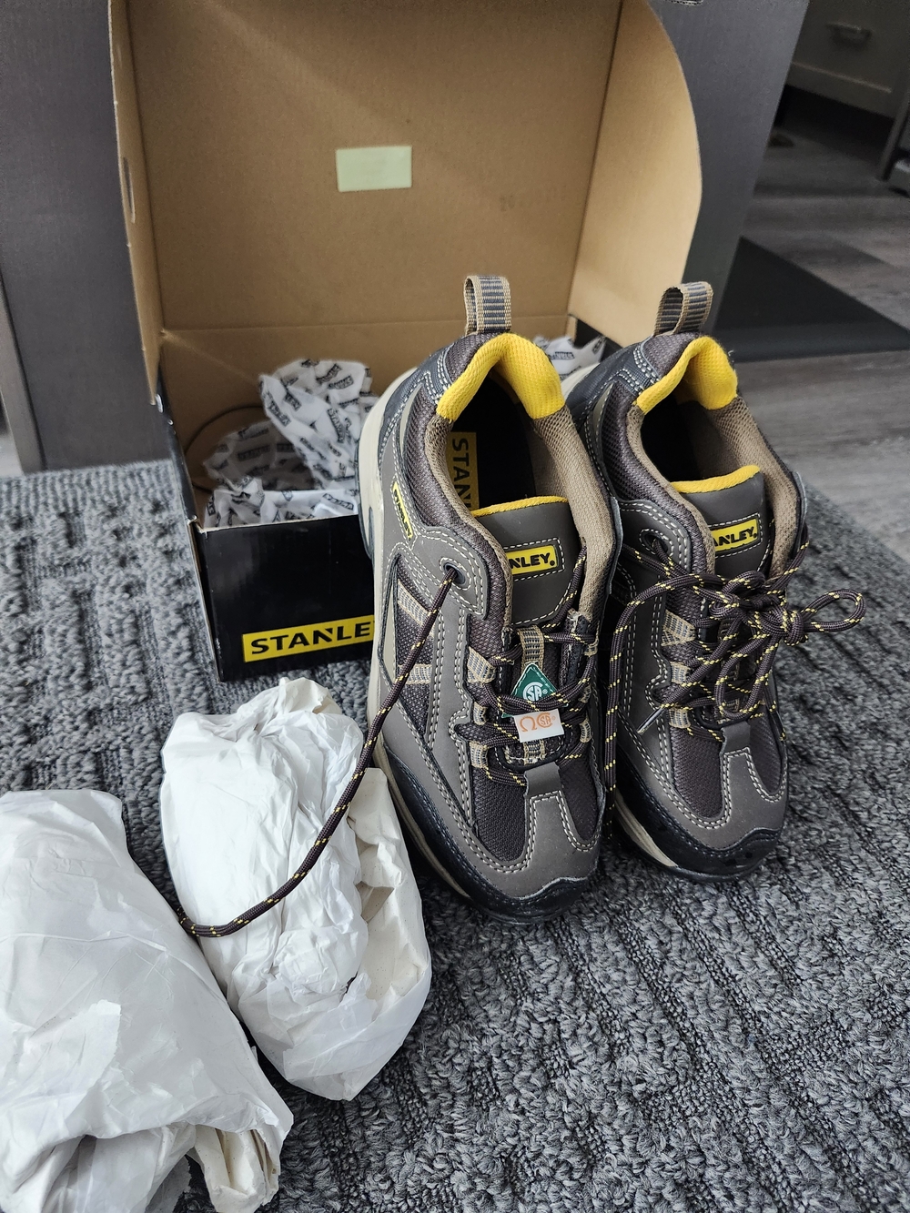 Stanley Gray and Yellow Safety Work Shoes